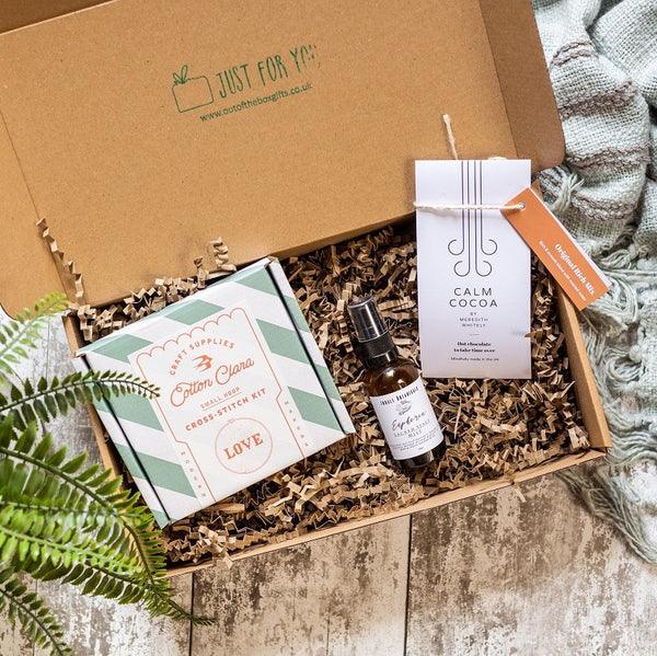 Employee wellbeing hamper with self-care and wellness gifts