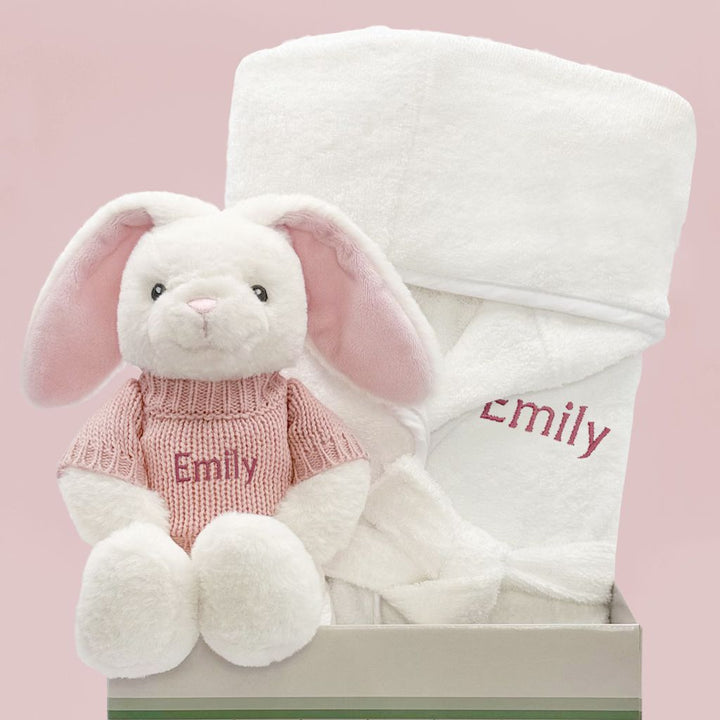 Personalised Little Bunny and Bathrobe Hamper