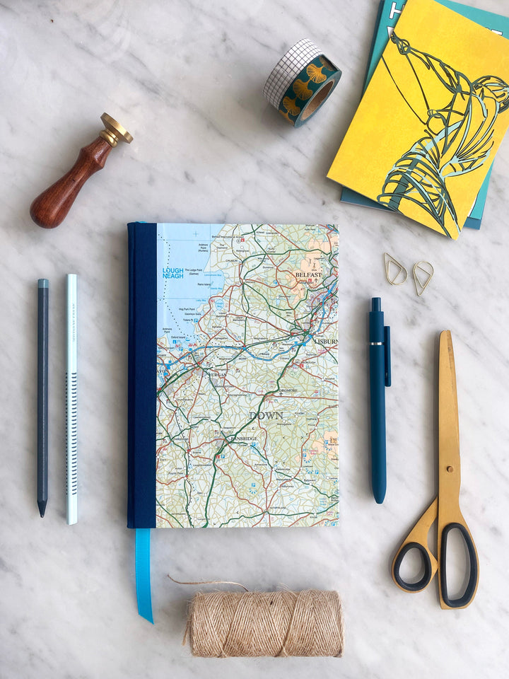 Authentic Northern Ireland Map A5 Notebook - Belfast