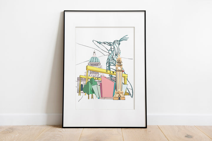 Belfast Skyline & Icons Art Print