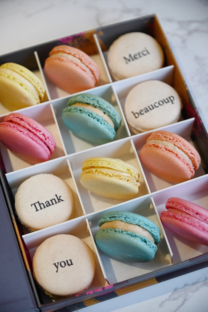Rainbow Thank You Macarons