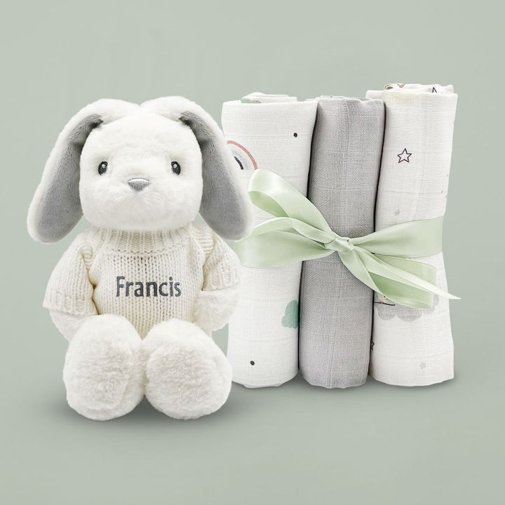 Personalised Little Bunny with Trio of Little Love Muslins
