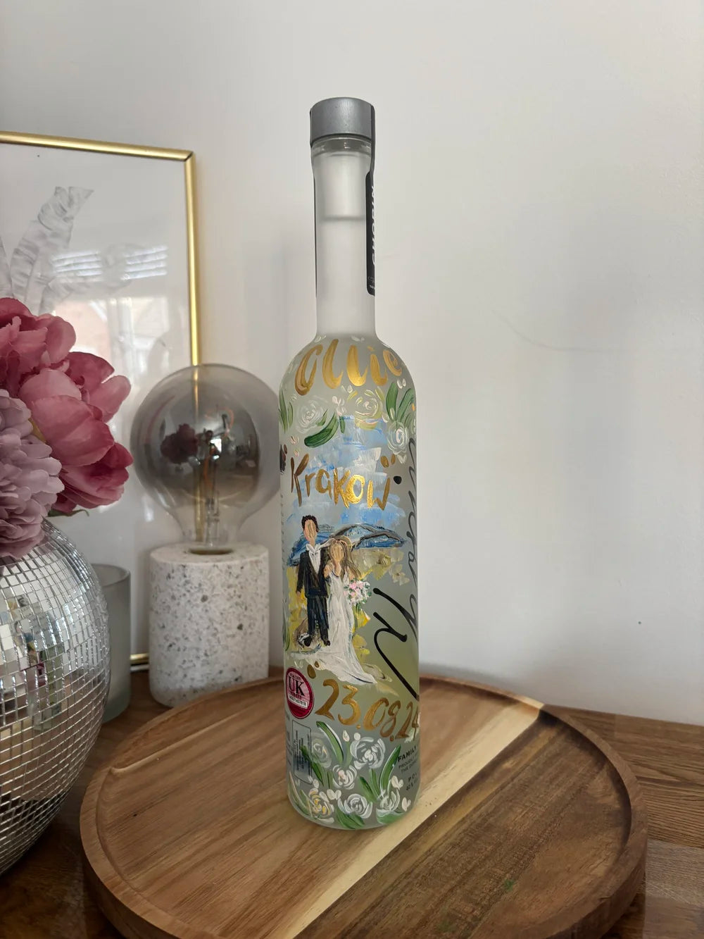 Wedding Story Painted Bottle