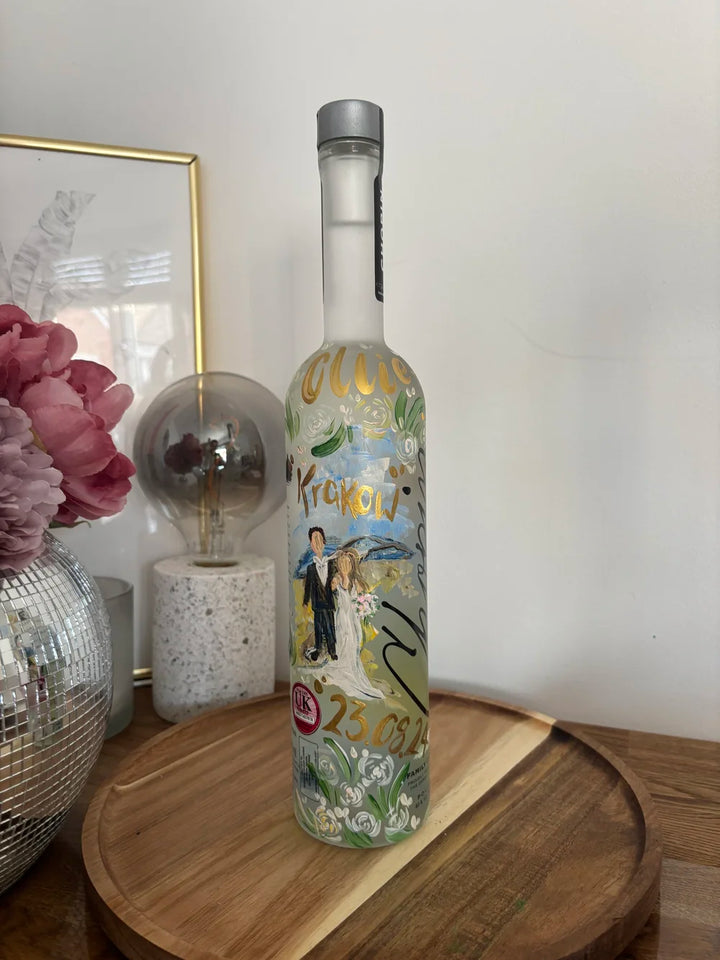 Wedding Story Painted Bottle