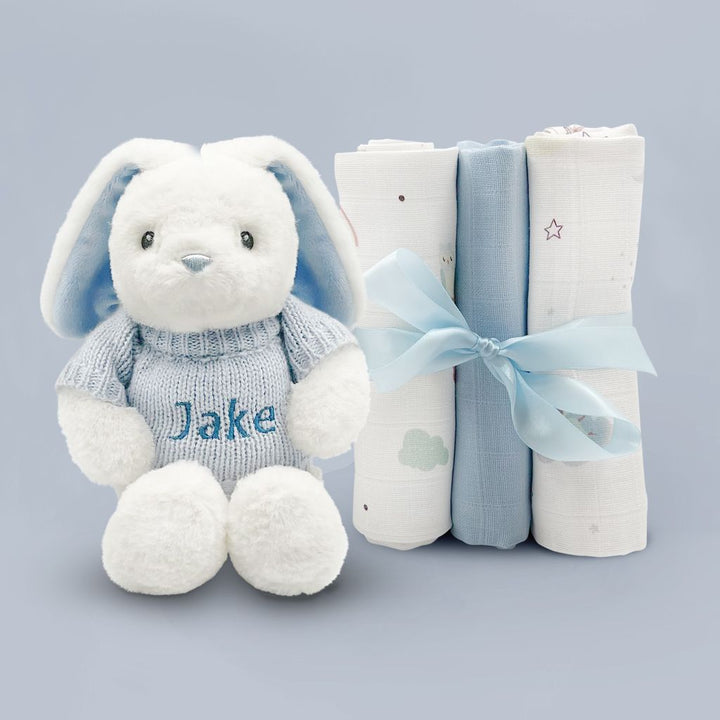 Personalised Little Bunny with Trio of Little Love Muslins