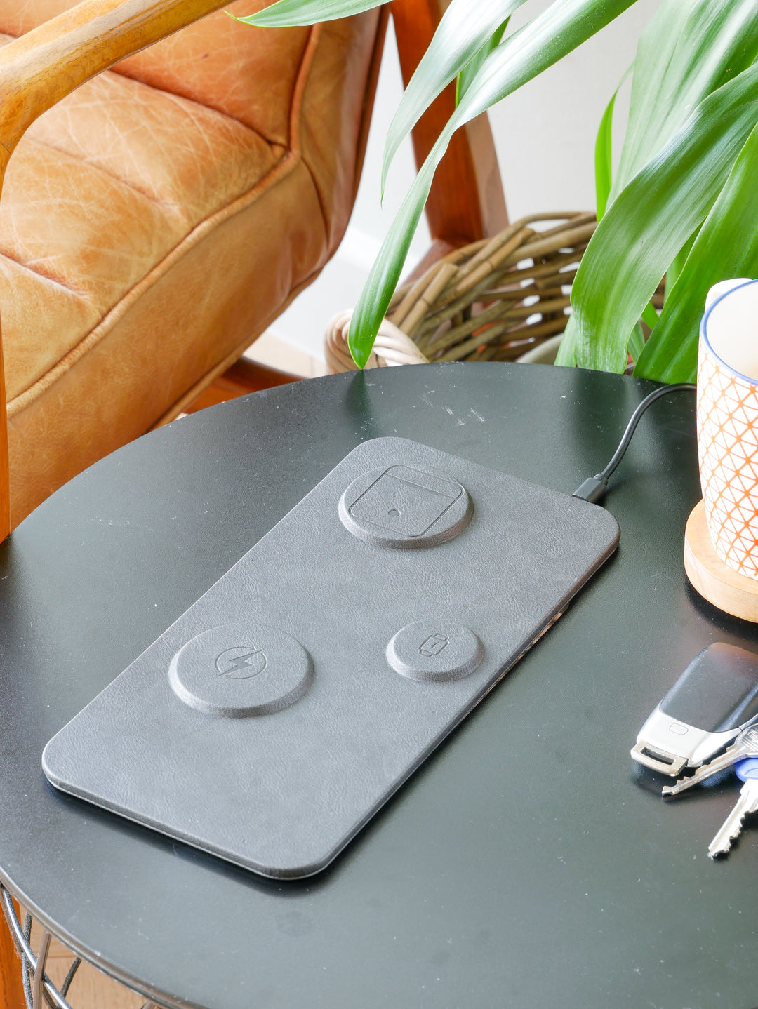 3 IN 1 PU Leather Wireless Charging Station