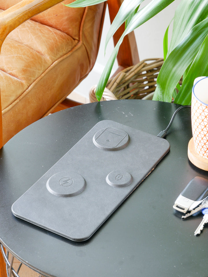 3 IN 1 PU Leather Wireless Charging Station