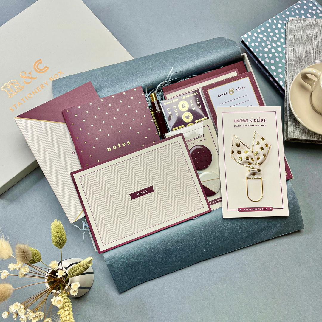 Cream and Burgundy Stationery Set