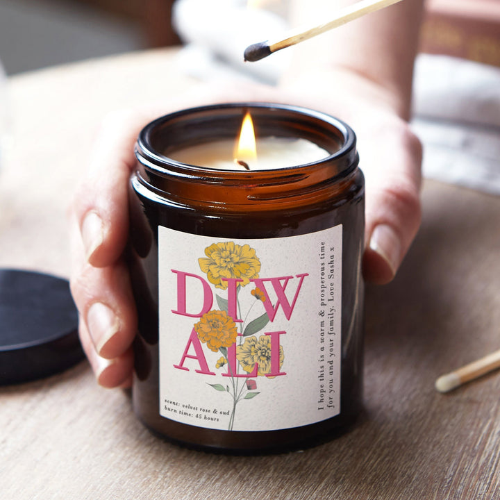 Diwali Marigold Personalised Candle