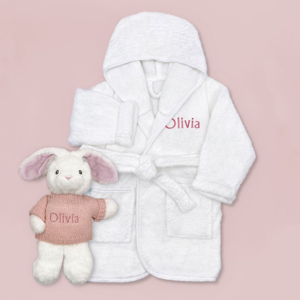 Personalised Little Bunny and Bathrobe Hamper